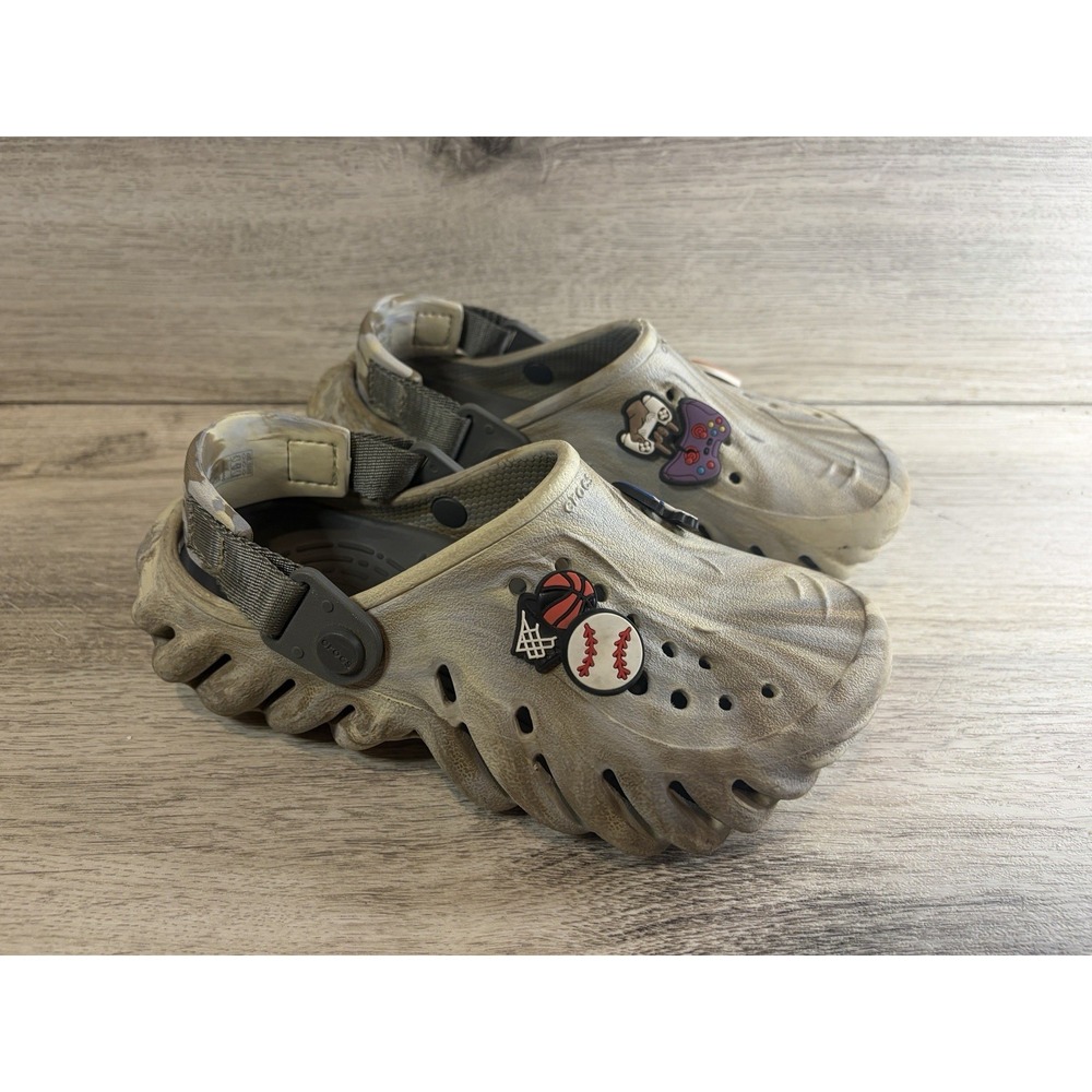 Crocs Echo Marbled Clog Slip On Shoes Sandals Kids Boys Size J2 Athletic